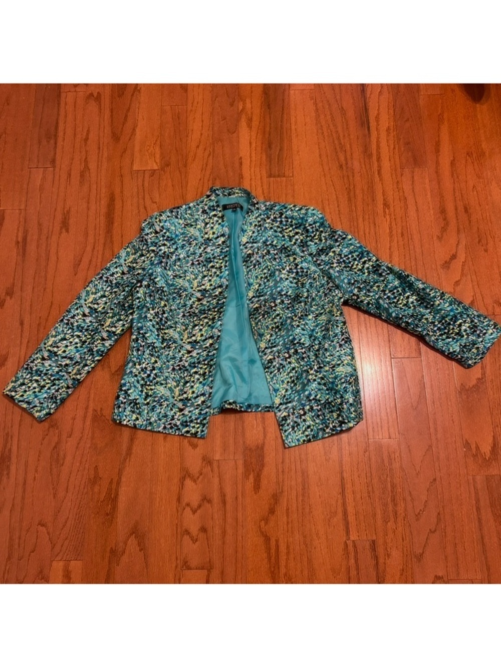 Kasper Multicolor Printed Blazer Career Chic Statement Jacket Size 16 - Picture 3 of 7